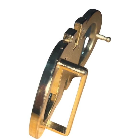 Salvatore Ferragamo Cream Enamel Gold Gancini Belt Buckle